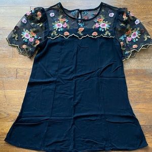 Black Embroidered Top